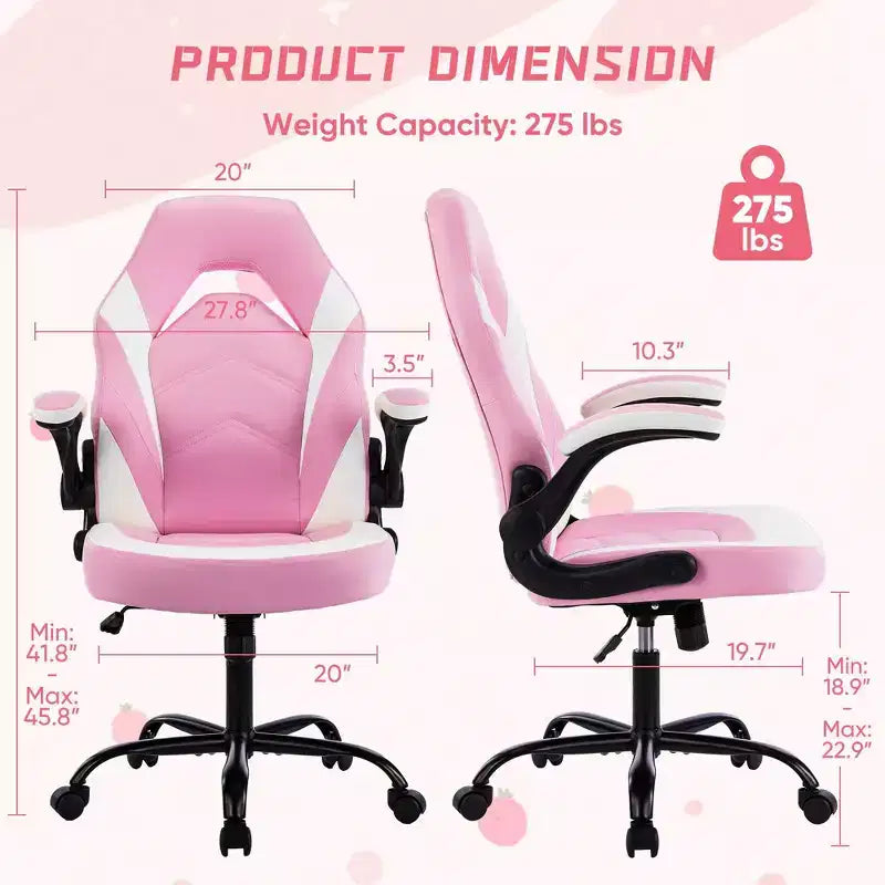 Sedia da gaming ergonomica in pelle PU con braccioli regolabili ribaltabili
