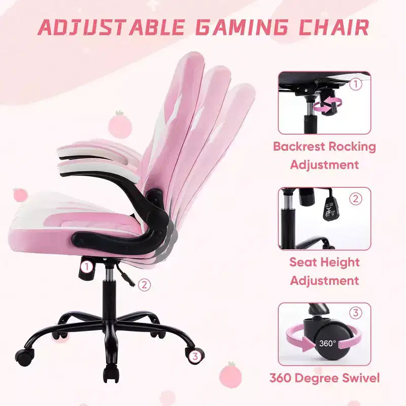 Sedia da gaming ergonomica in pelle PU con braccioli regolabili ribaltabili