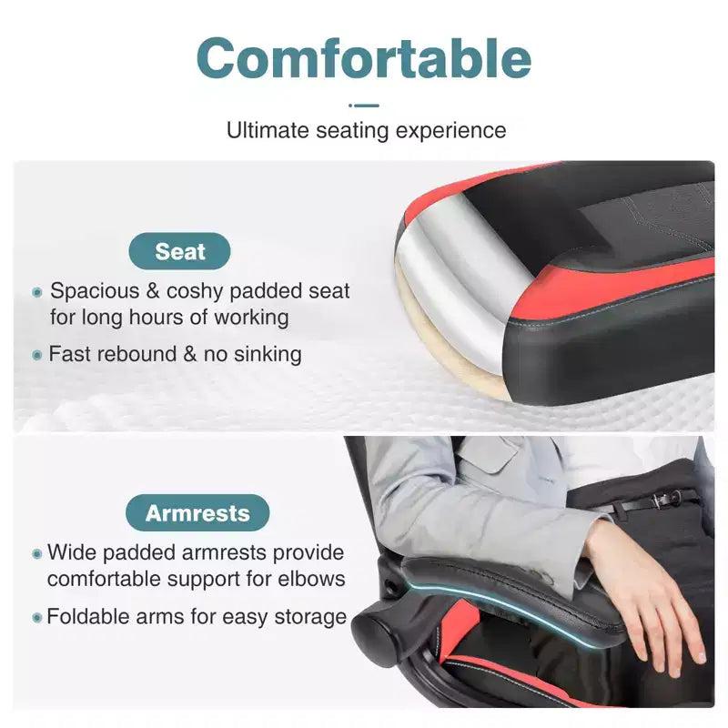 Sedia da gaming ergonomica in pelle PU con braccioli regolabili ribaltabili