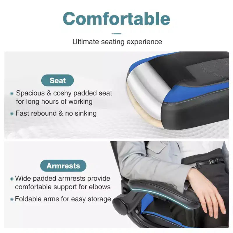 Sedia da gaming ergonomica in pelle PU con braccioli regolabili ribaltabili