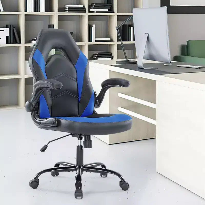 Sedia da gaming ergonomica in pelle PU con braccioli regolabili ribaltabili