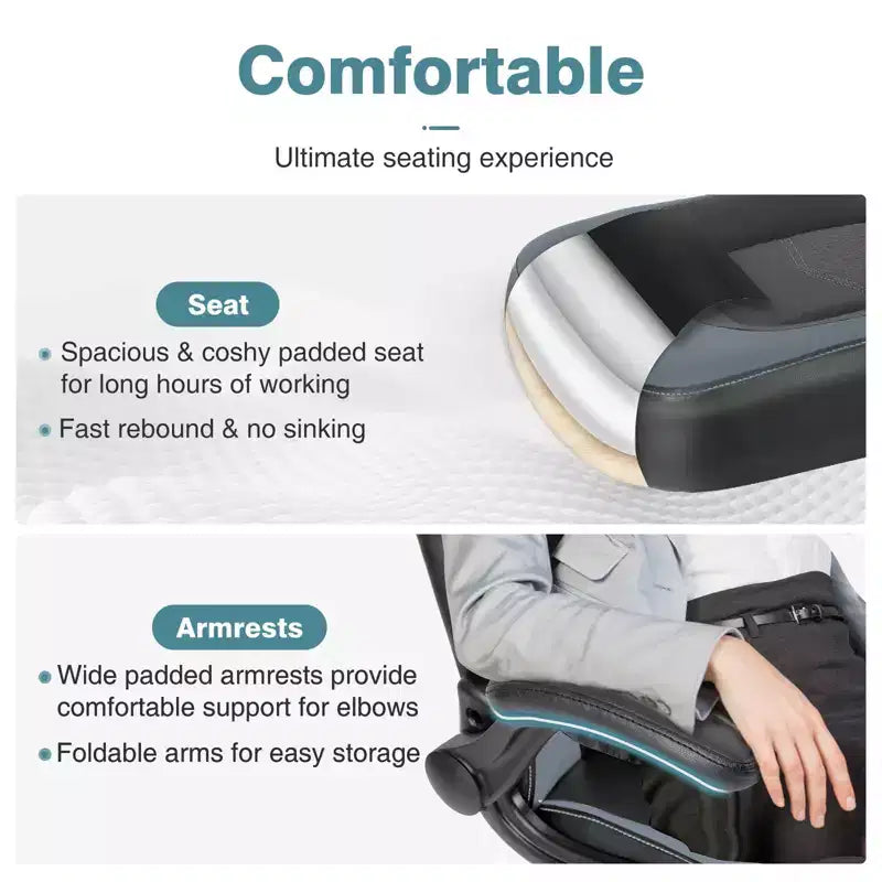 Sedia da gaming ergonomica in pelle PU con braccioli regolabili ribaltabili