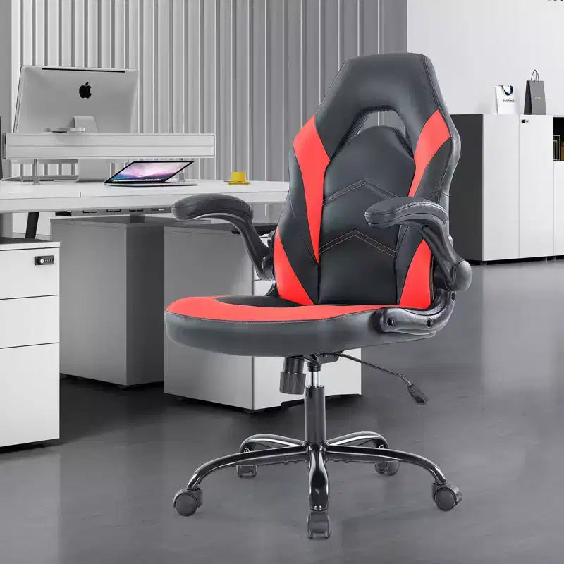 Sedia da gaming ergonomica in pelle PU con braccioli regolabili ribaltabili