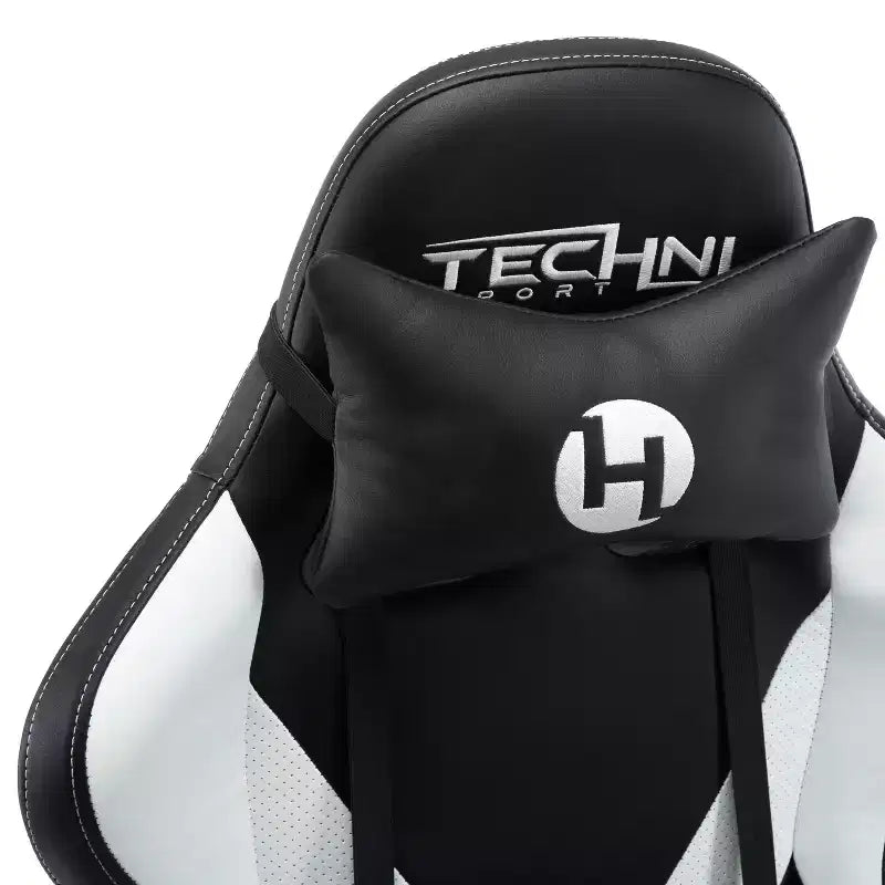 Sedia da gaming ergonomica regolabile, sedia da ufficio girevole a 360° con cuscino poggiatesta e lombare, reclinabile a 90-150°, portata massima 113 kg, bianca