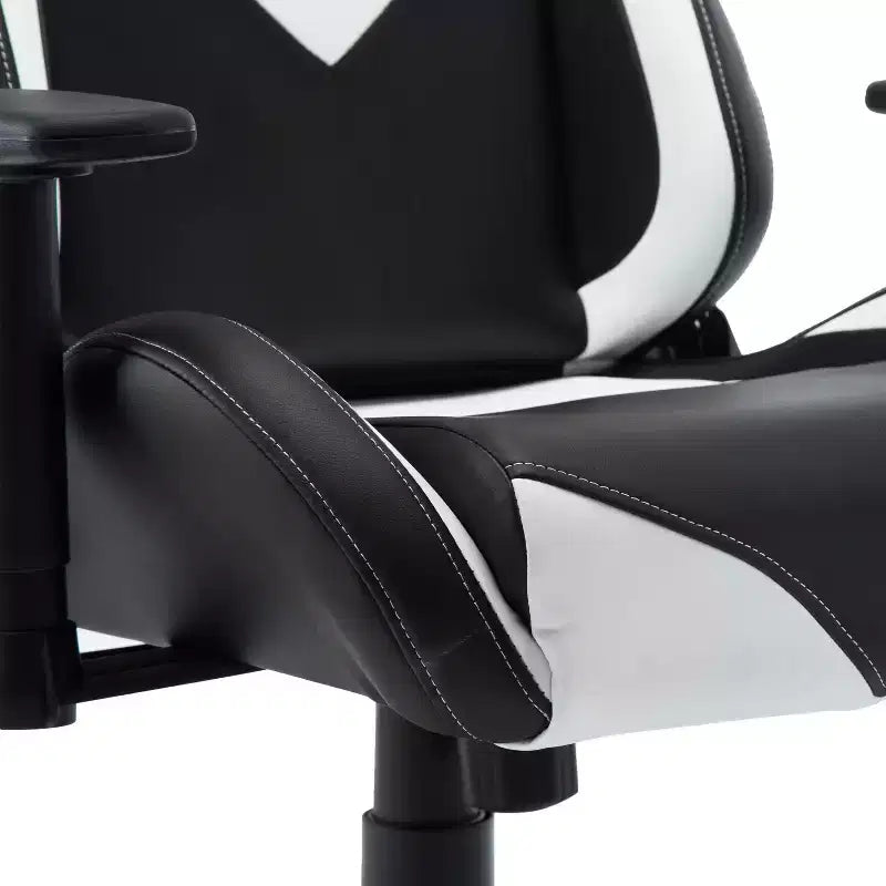 Sedia da gaming ergonomica regolabile, sedia da ufficio girevole a 360° con cuscino poggiatesta e lombare, reclinabile a 90-150°, portata massima 113 kg, bianca