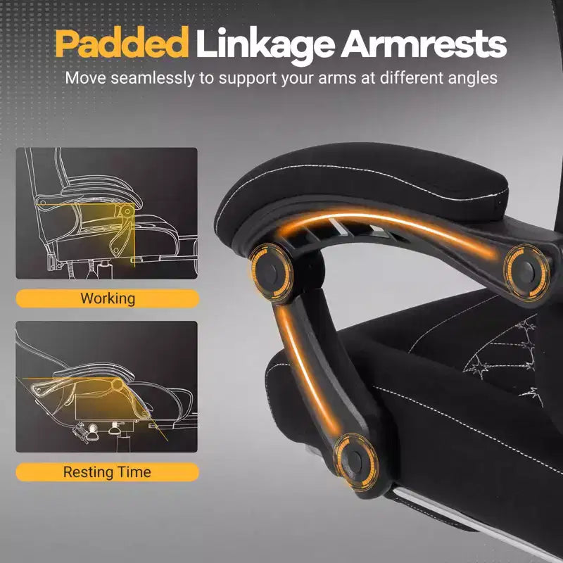Sedia da computer regolabile in altezza con poggiatesta, supporto lombare, braccioli mobili