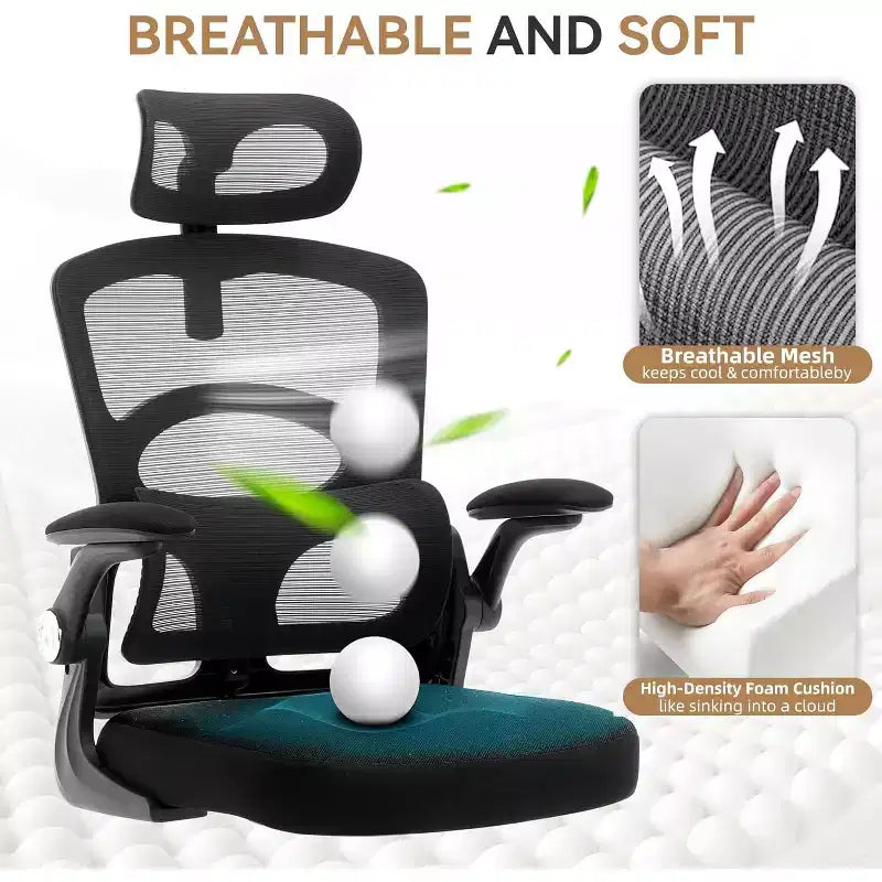 Sedia da Scrivania Ergonomica - Sedia da Ufficio in Rete con Ruote, Sedia da Gaming per Computer con Schienale Alto e Poggiatesta Regolabile, Sedia Girevole con Rotelle