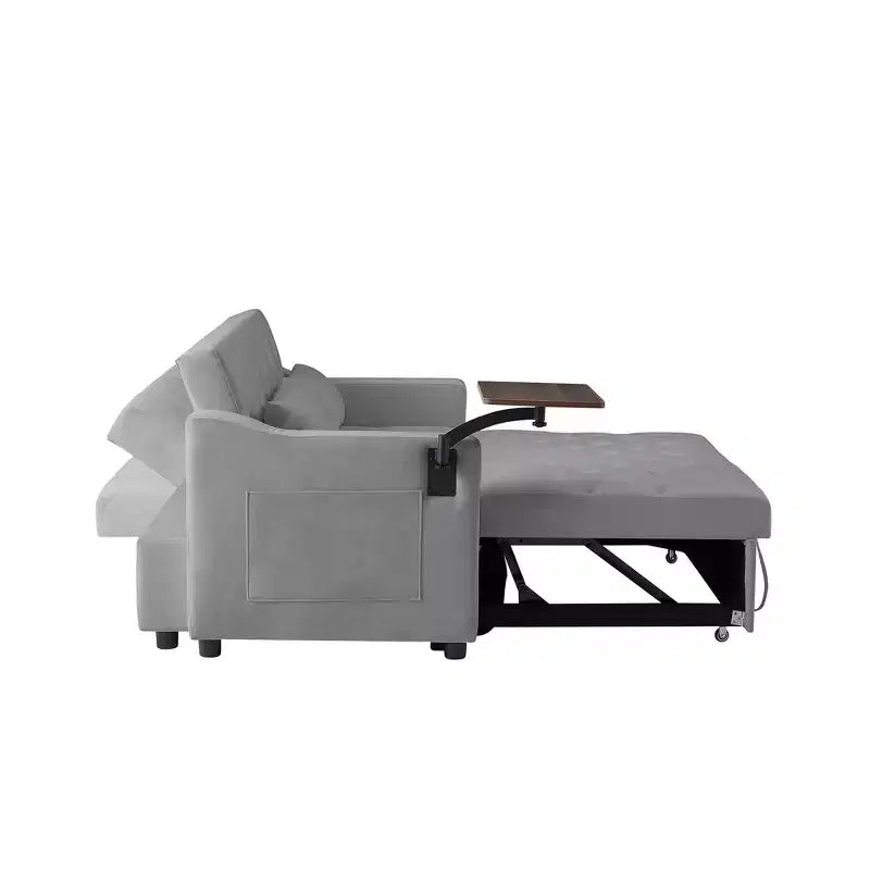 Divano Letto, Futon per Soggiorno con Tasca Laterale Schienale Regolabile Tessuto Velluto Divano Letto Estraibile Piccolo Divano a Due Posti