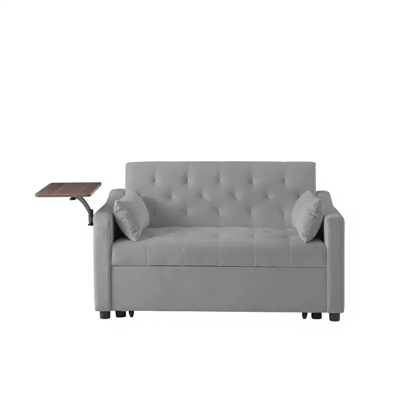 Divano Letto, Futon per Soggiorno con Tasca Laterale Schienale Regolabile Tessuto Velluto Divano Letto Estraibile Piccolo Divano a Due Posti