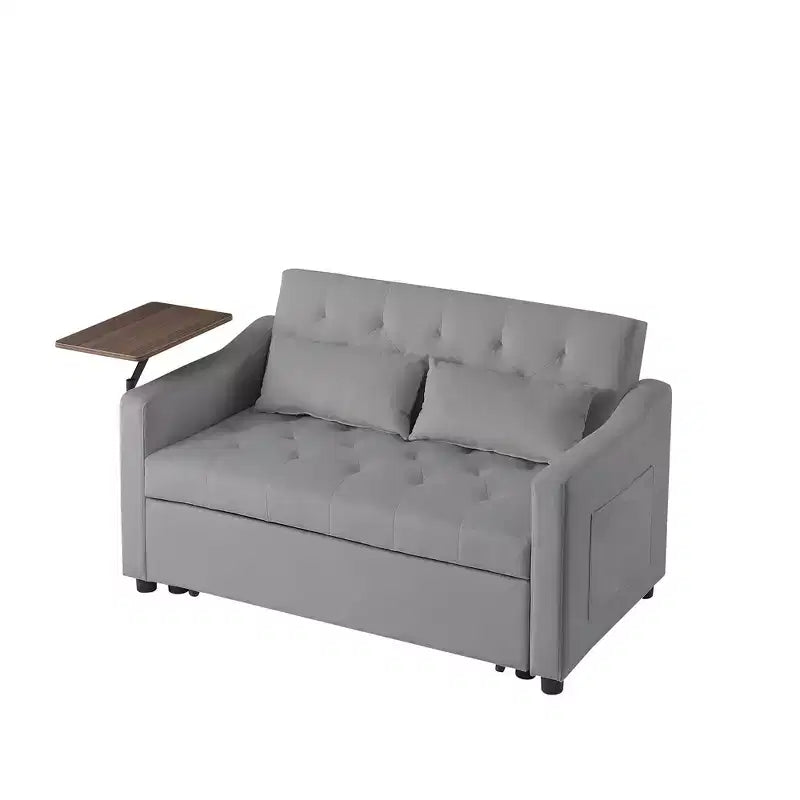 Divano Letto, Futon per Soggiorno con Tasca Laterale Schienale Regolabile Tessuto Velluto Divano Letto Estraibile Piccolo Divano a Due Posti