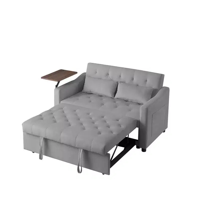 Divano Letto, Futon per Soggiorno con Tasca Laterale Schienale Regolabile Tessuto Velluto Divano Letto Estraibile Piccolo Divano a Due Posti