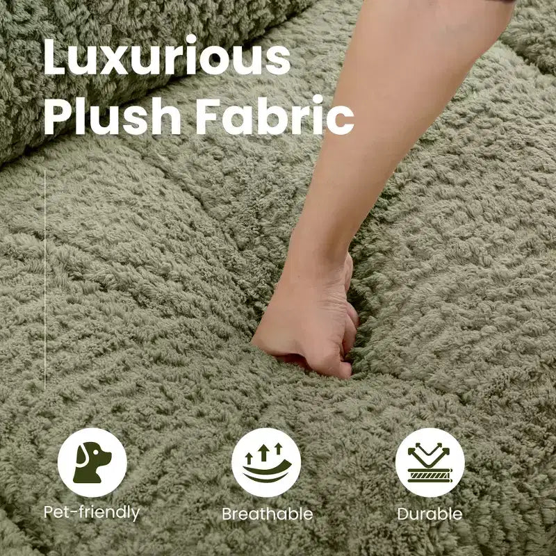 Divano Letto Pieghevole a 3 Posti, Divano con Cuscini in Memory Foam, Materasso in Schiuma ad Alta Densità per Soggiorno, Verde Menta