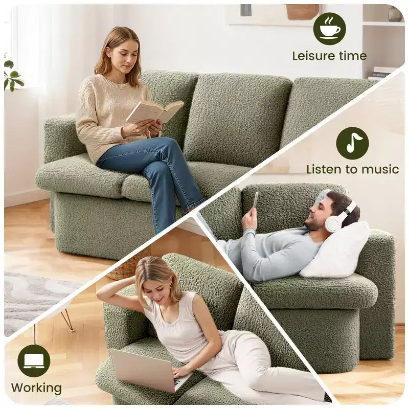 Divano Letto Pieghevole a 3 Posti, Divano con Cuscini in Memory Foam, Materasso in Schiuma ad Alta Densità per Soggiorno, Verde Menta