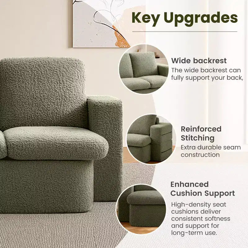 Divano Letto Pieghevole a 3 Posti, Divano con Cuscini in Memory Foam, Materasso in Schiuma ad Alta Densità per Soggiorno, Verde Menta