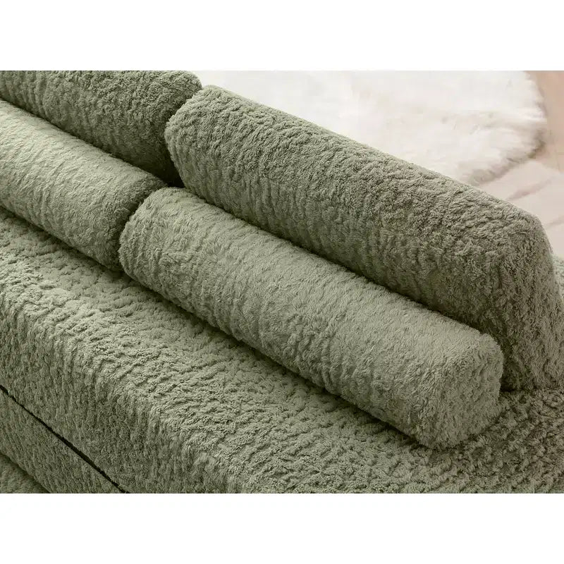 Divano Letto Pieghevole a 3 Posti, Divano con Cuscini in Memory Foam, Materasso in Schiuma ad Alta Densità per Soggiorno, Verde Menta
