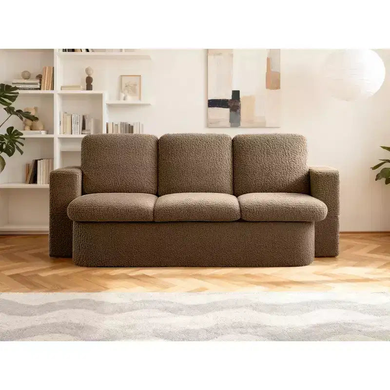 Divano Letto Pieghevole 3 Posti, Divano Letto in Memory Foam con Cuscini, Materasso in Schiuma ad Alta Densità per Soggiorno, Marrone