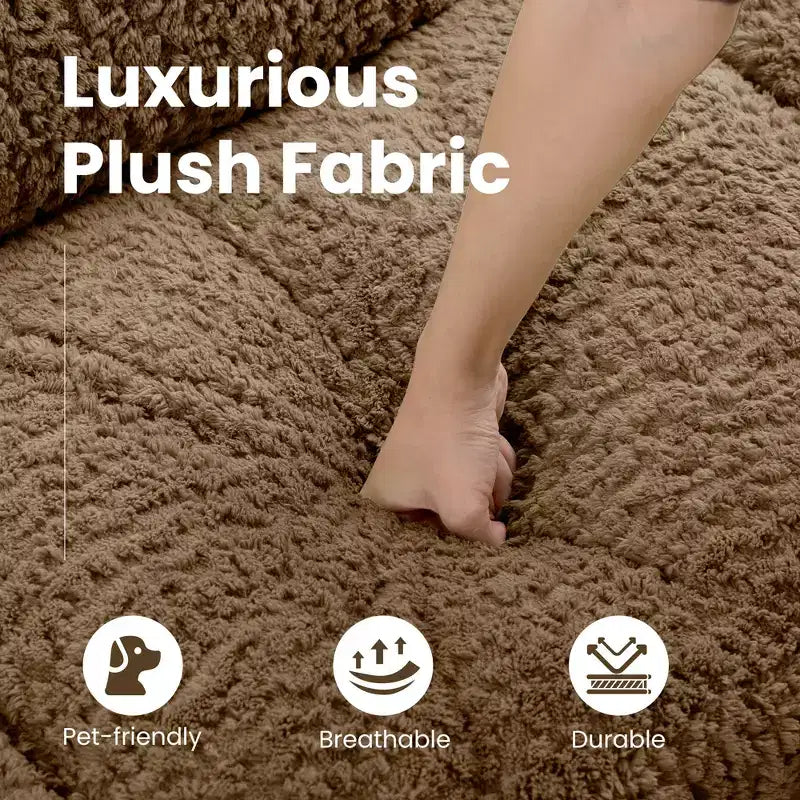 Divano Letto Pieghevole 3 Posti, Divano Letto in Memory Foam con Cuscini, Materasso in Schiuma ad Alta Densità per Soggiorno, Marrone