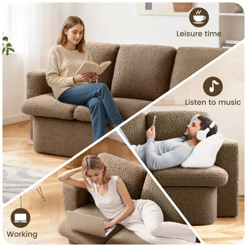 Divano Letto Pieghevole 3 Posti, Divano Letto in Memory Foam con Cuscini, Materasso in Schiuma ad Alta Densità per Soggiorno, Marrone