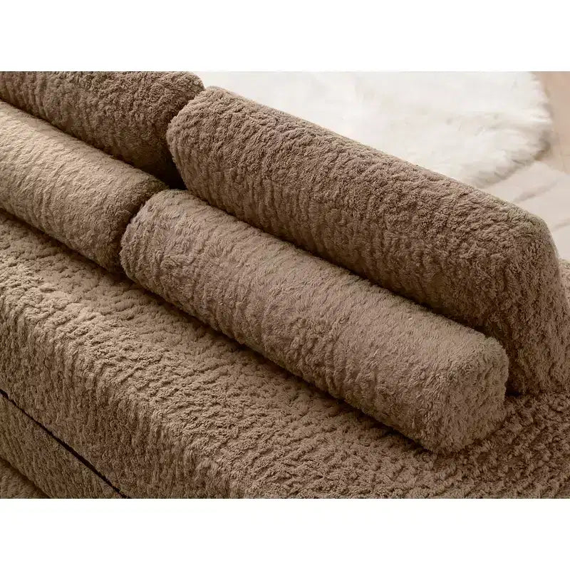 Divano Letto Pieghevole 3 Posti, Divano Letto in Memory Foam con Cuscini, Materasso in Schiuma ad Alta Densità per Soggiorno, Marrone