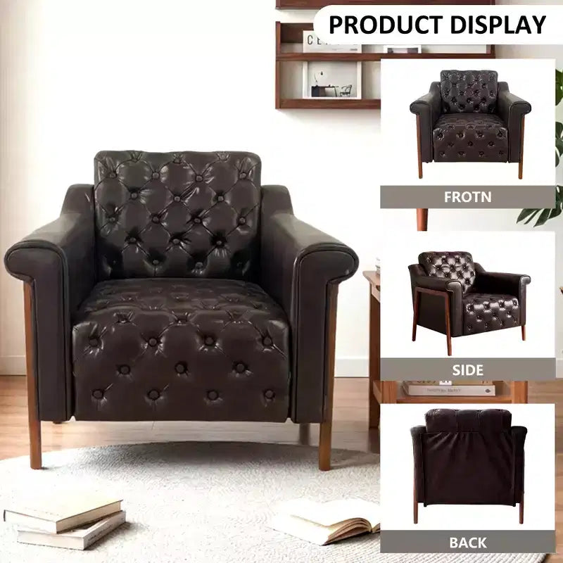 Poltrona Accent Comoda in Pelle PU, Sedie Moderne da Soggiorno, Sedia da Ufficio/Lettura Mid-Century, Divano Singolo, Poltrona per Camera da Letto, Appartamento