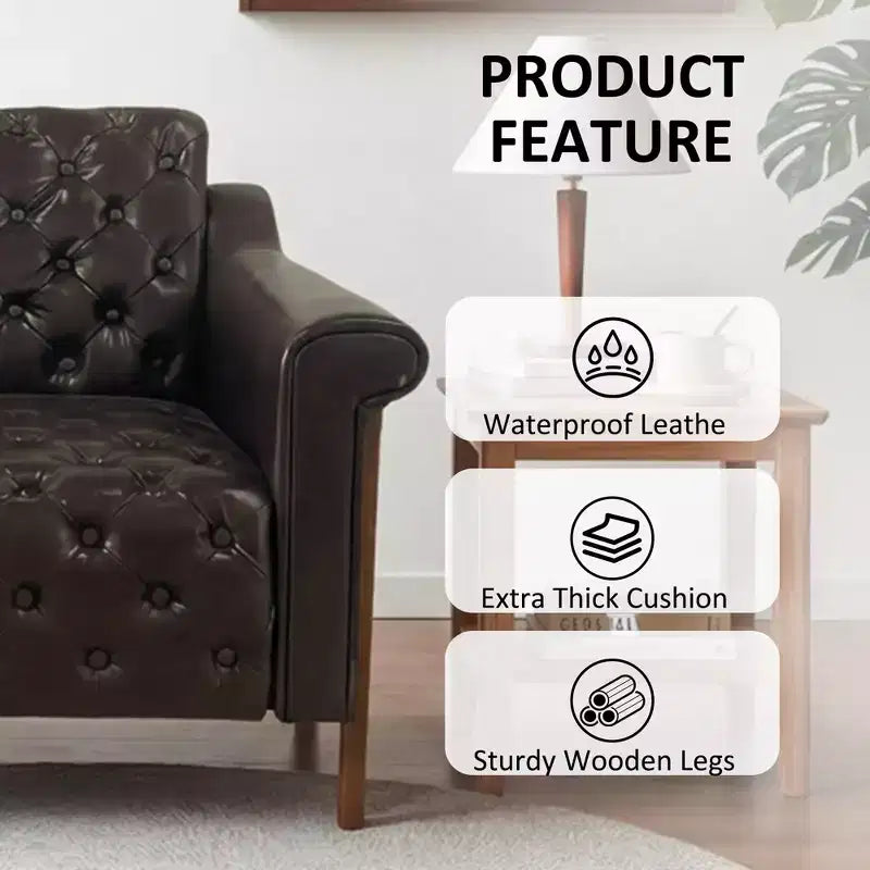 Poltrona Accent Comoda in Pelle PU, Sedie Moderne da Soggiorno, Sedia da Ufficio/Lettura Mid-Century, Divano Singolo, Poltrona per Camera da Letto, Appartamento