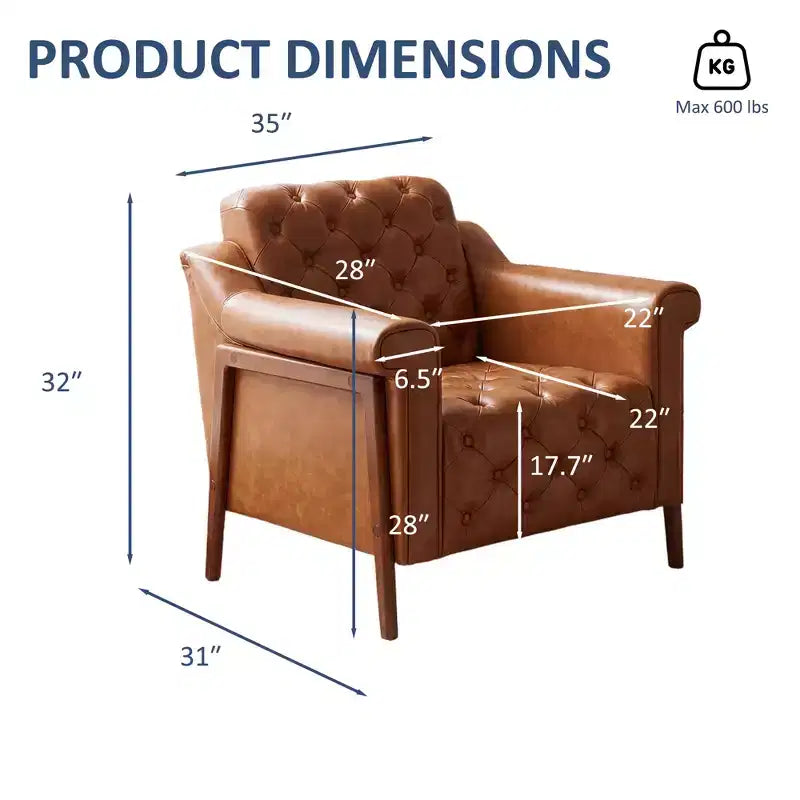 Poltrona Accent Comoda in Pelle PU, Sedie Moderne da Soggiorno, Sedia da Ufficio/Lettura Mid-Century, Divano Singolo, Poltrona per Camera da Letto, Appartamento