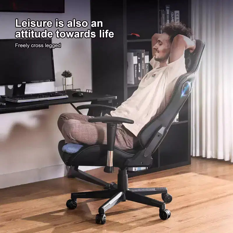 Sedia da gaming con altoparlanti Bluetooth, sedia da ufficio in PU con schienale alto, nera