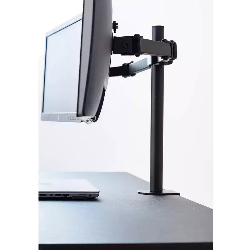 Supporto universale per monitor da tavolo con braccio snodabile, completamente regolabile, a morsetto