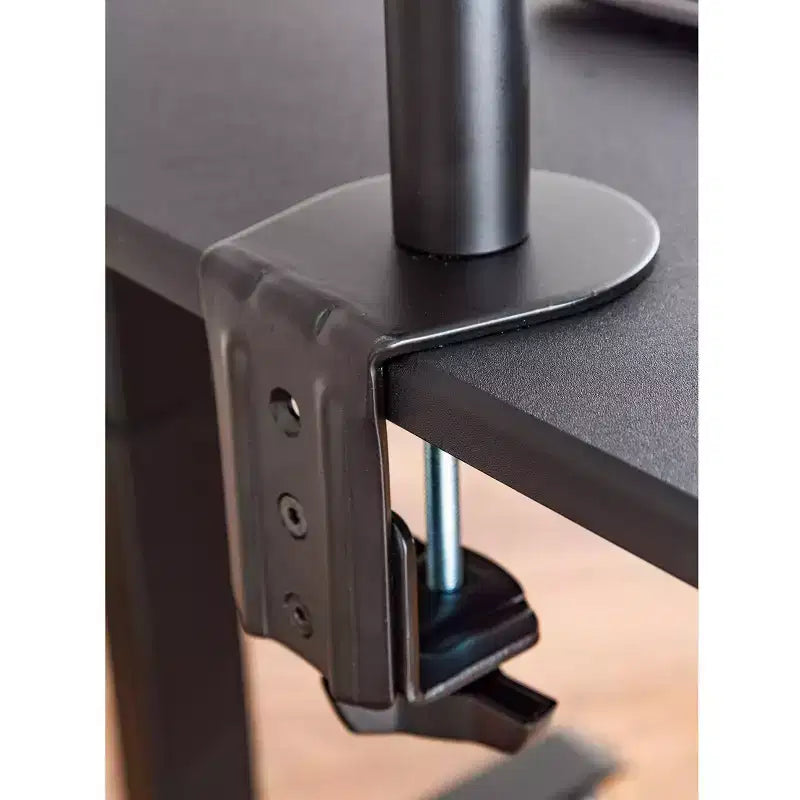 Supporto universale per monitor da tavolo con braccio snodabile, completamente regolabile, a morsetto