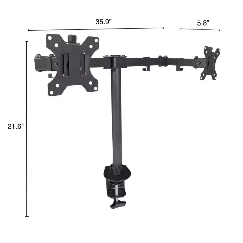 Supporto universale per monitor da tavolo con braccio snodabile, completamente regolabile, a morsetto